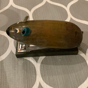 Vintage wooden stapler made in Japan, handmade into a mouse
